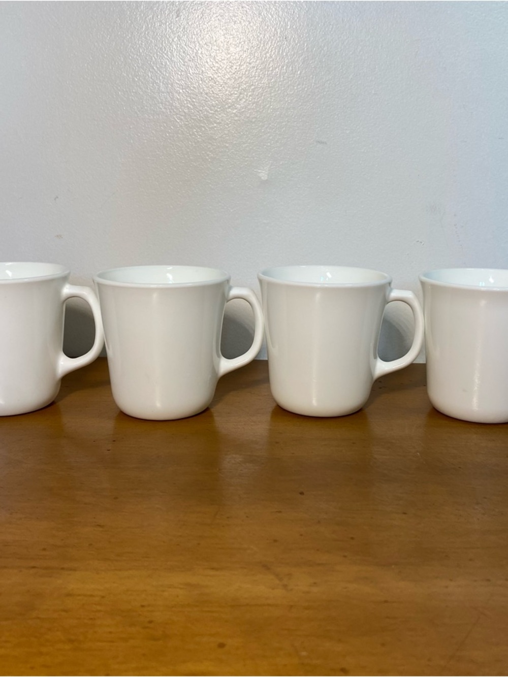 Corning Corelle Winter Frost White Coffee Cups Mugs Glass Plain Vintage Set of 4 - Picture 8 of 8